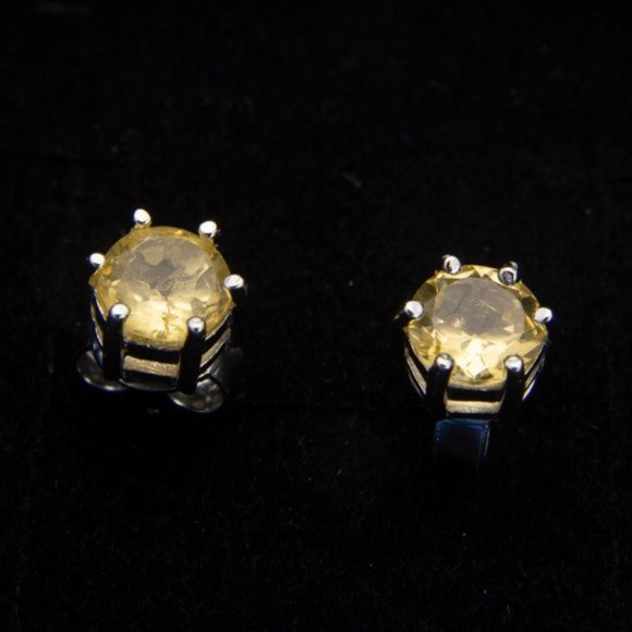 Sterling Silver Citrine Stud Earrings - Picture 3 of 3